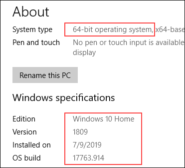 windows specifications