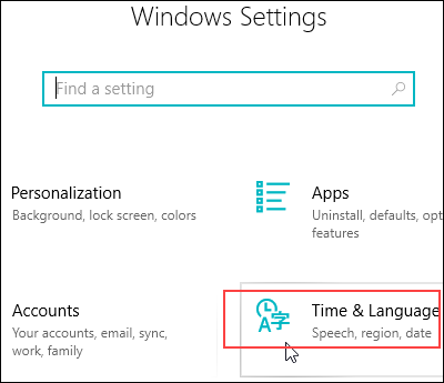 Windows Settings Time and Language