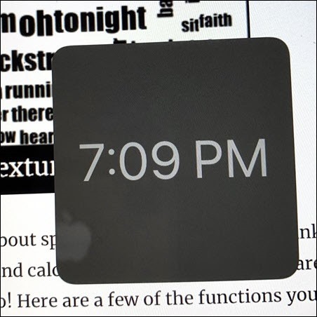 Large font pop-up with time on Apple iPad