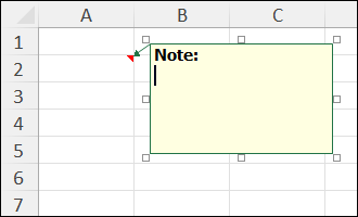 insert note in excel with shift+f2 shortcut