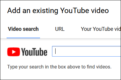 Add an Existing YouTube Video window 