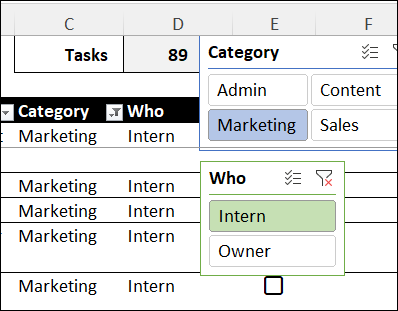 Filter the Task List with Slicers Filter the Task List with Slicers