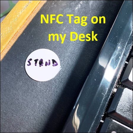 NFC tag on my office desk, beside the keyboard