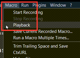 test the recorded macro with Playback