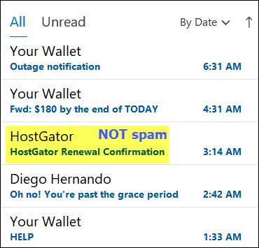 look for valid messages in Outlook junk folder